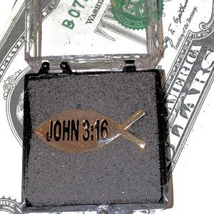 Fish Symbol John 3:16 Lapel Pin